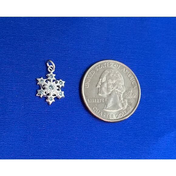 Sterling Silver Snowflake Charm with Blue Crystals - Picture 3 of 4